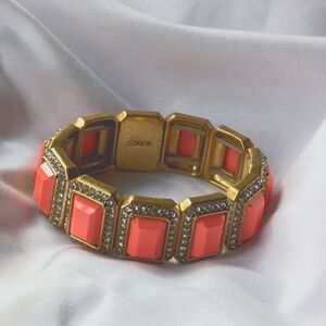 J Crew coral rhinestones stretchy bracelet